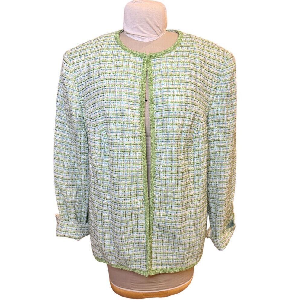 NWT Sag Harbor Collarless Blazer Tweed Boxy Sz. 16W Lined Spring Mom
